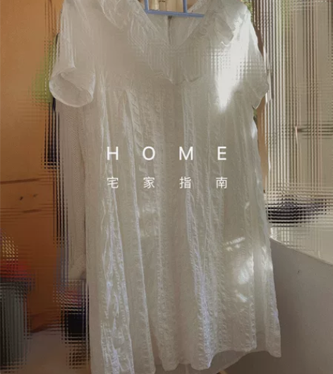 纯棉白色连衣短裙/罩衫，荷叶边，双层有内衬...