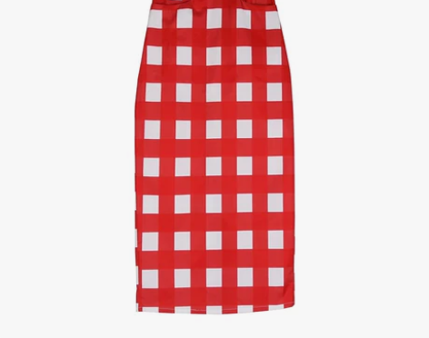 ?高腰开叉格子半身裙韩版显瘦2019新款夏...