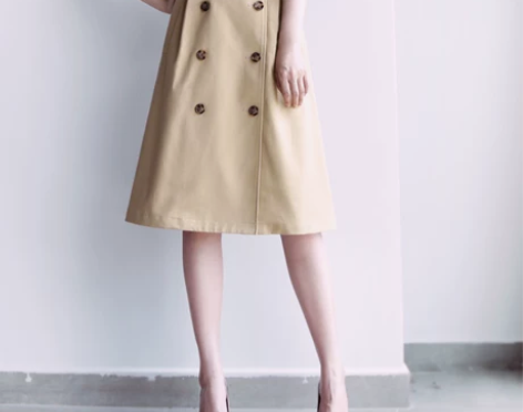 无比减龄秋冬季英伦风双排扣风衣式A版裙 淘...