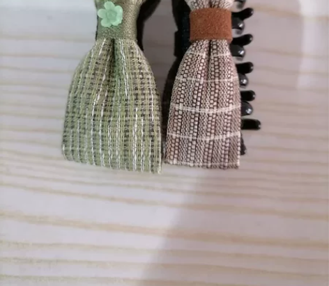 全新发量少小号棉麻布艺蝴蝶结香蕉夹马尾夹扭...