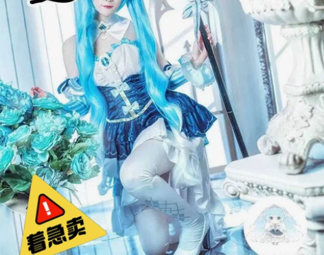 v家初音cos服雪初音 仅试穿，有衣服＋假...