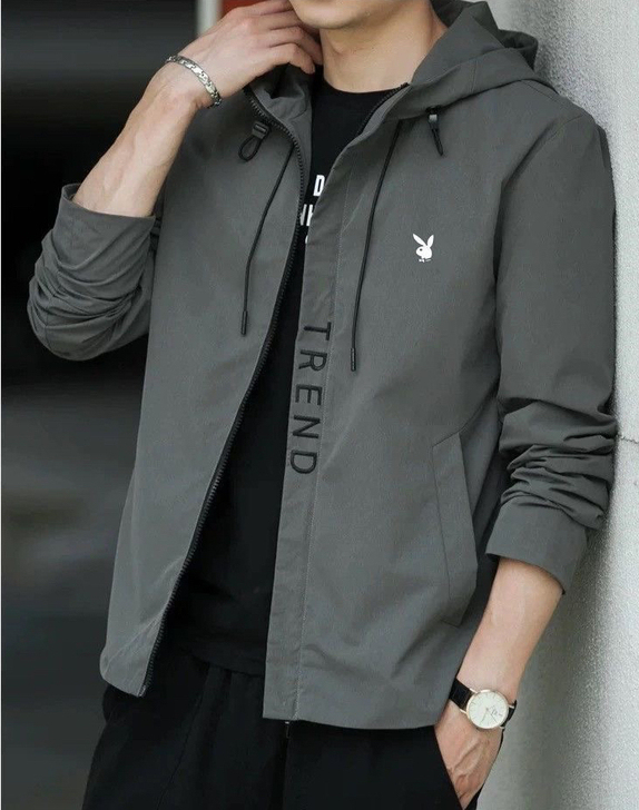 全新正品花花公子秋季新款夹克男连帽休闲宽松...