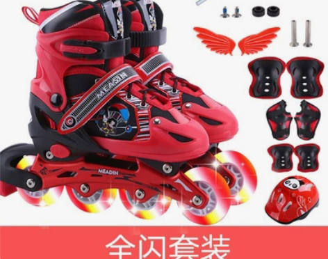 瑞士儿童溜冰鞋轮滑鞋玩具套装儿童旱冰鞋 【...