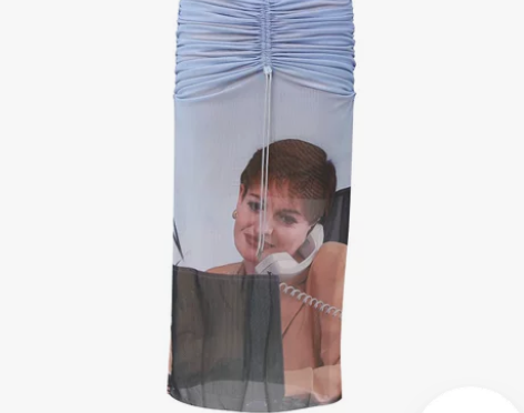 Nodress2021白领打电话蓝色网纱印...