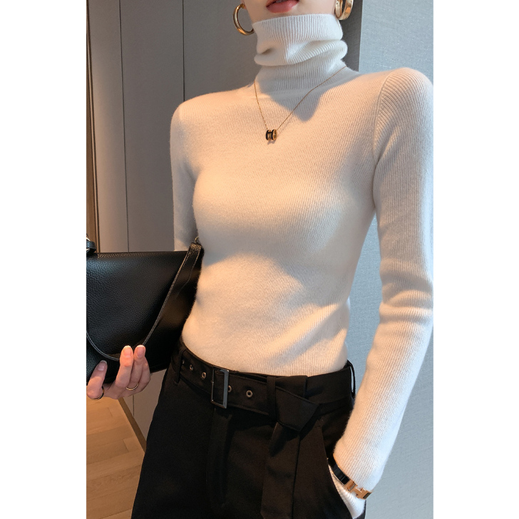 高领羊绒衫女秋冬新款修身打底衫100%纯羊...