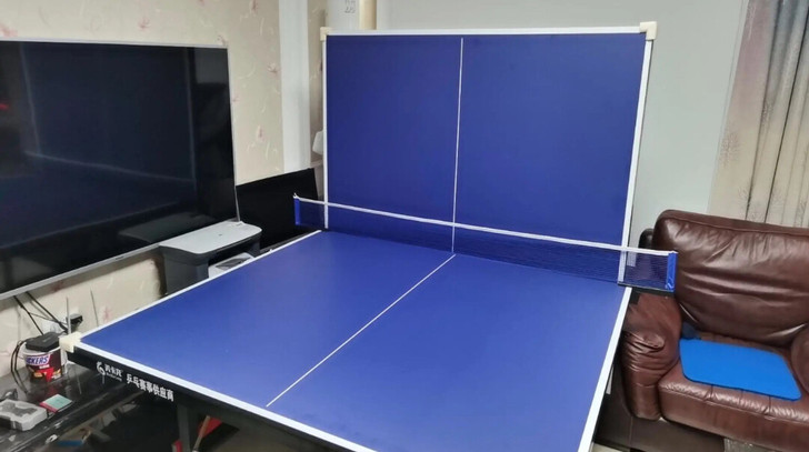 （全新二手价）乒乓球桌家用室内国标可折叠带...