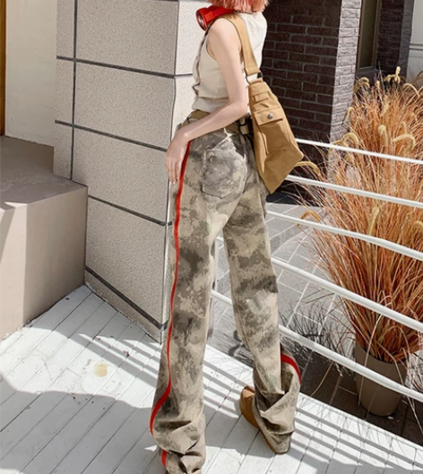 BRN美式阔腿牛仔裤女2022年秋新款高腰...