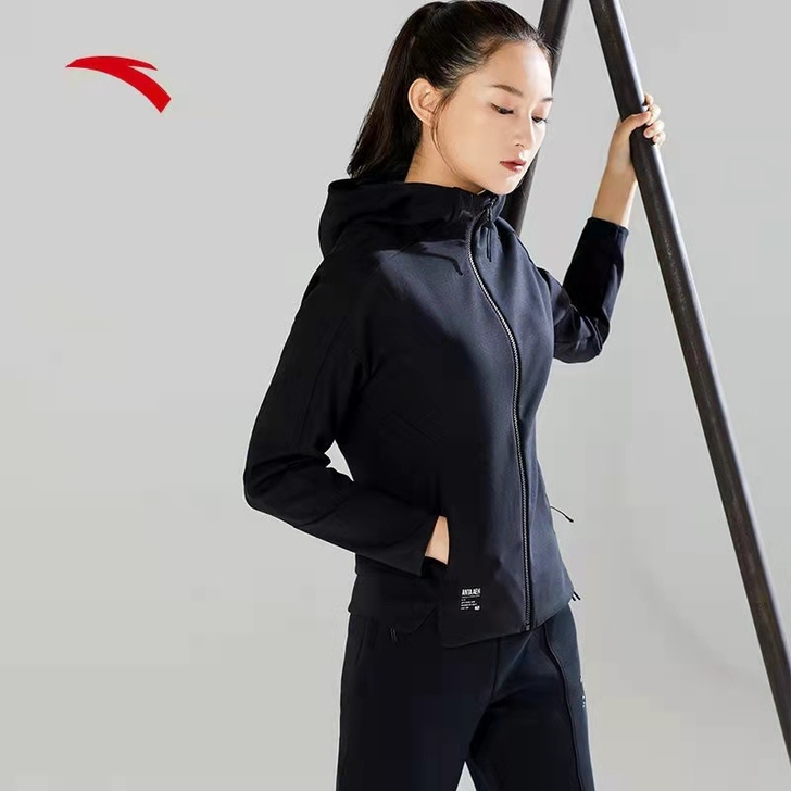 安踏关晓彤同款女士外套 秋开衫连帽针织运...