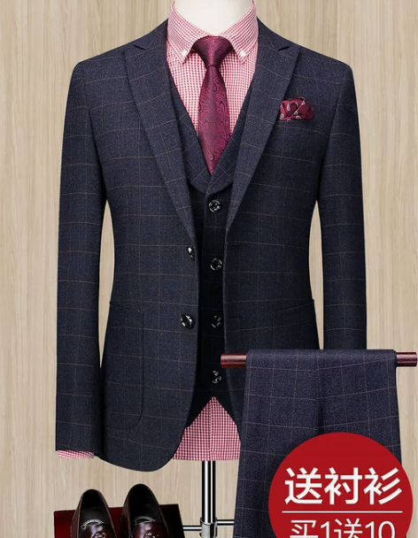 西装套装新郎西服男婚礼修身韩版结婚礼服休闲...