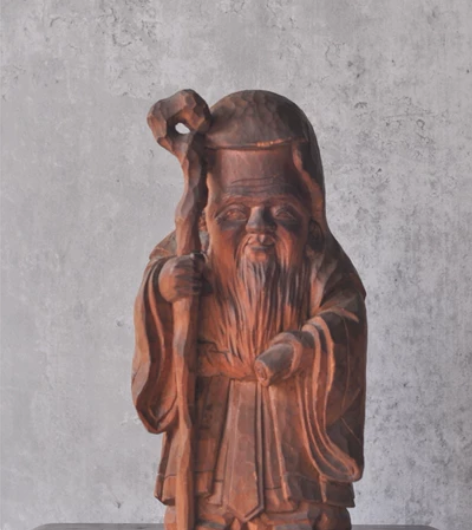 木雕寿老人像。手工雕刻，神韵十足。局部轻微...