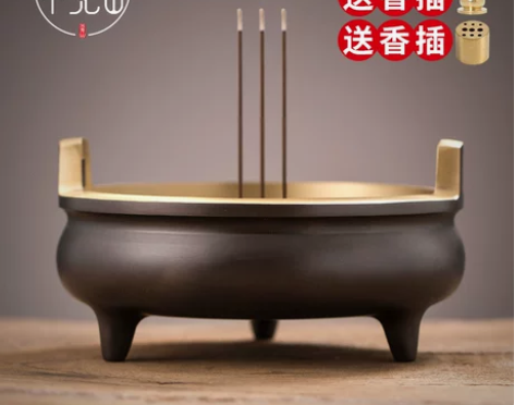 纯铜香炉大号宣德炉家用供奉线香炉复古茶道香...