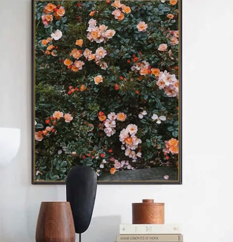 ins风复古玫瑰花装饰画壁画客厅落地画卧室...