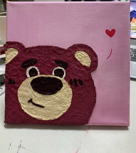 纯手绘肌理画，客厅装饰画！ 草莓熊，没有烦...