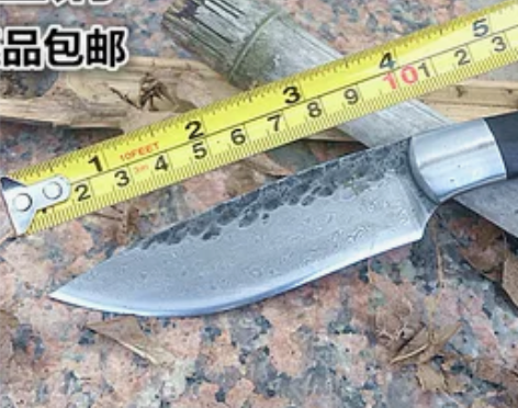 手工锻打北欧小猎刀户外军刀花纹钢大马士革小...