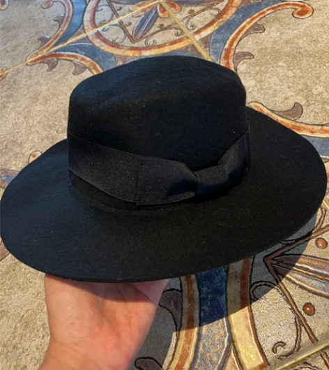 仅试戴黑色毛呢英伦秋冬女平顶小礼帽 帽围5...