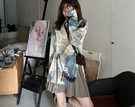 ?“谁打翻了调色盘”设计古着感印花复古油画...