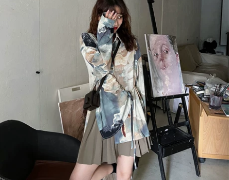 DR“谁打翻了调色盘”设计古着感印花复古油...