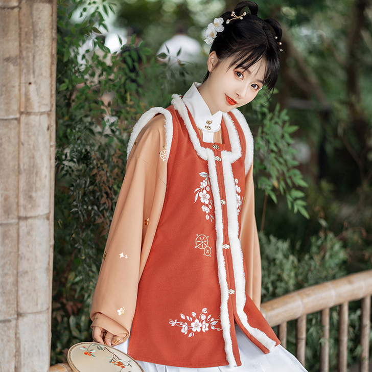 池夏 雪兔儿 明制毛呢比甲 原创改良汉服女...