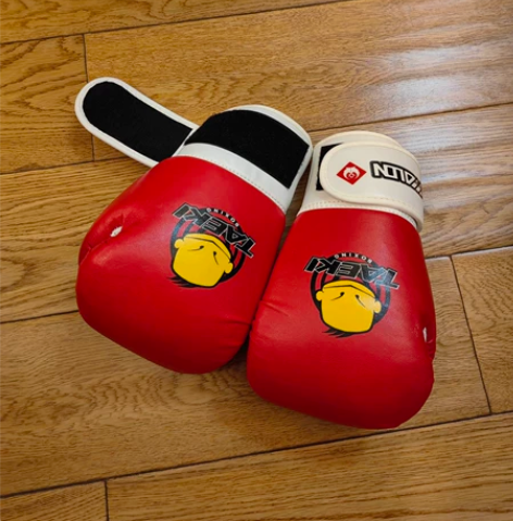 过生日送的拳击手套，适合10岁一下小朋友，...