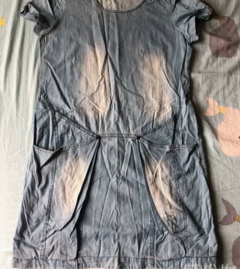 薄牛仔面料连衣裙，到膝盖位置，L码的，图片...