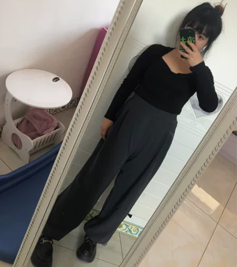 加厚灰色西服面料高腰阔腿裤收脚。120斤以...