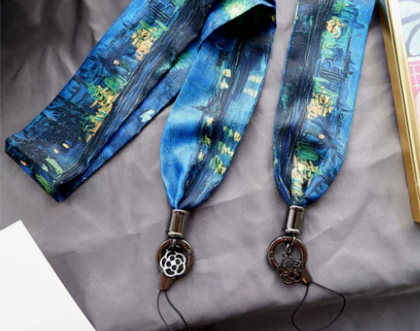 原创文艺油画丝巾手机挂绳挂脖绳子吊绳手机链...