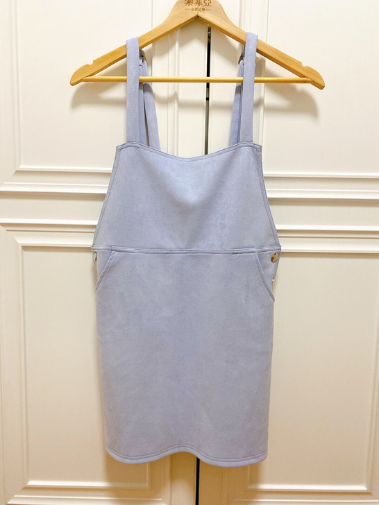 春秋鹿皮绒 马卡龙蓝色 背带裙  百搭单品