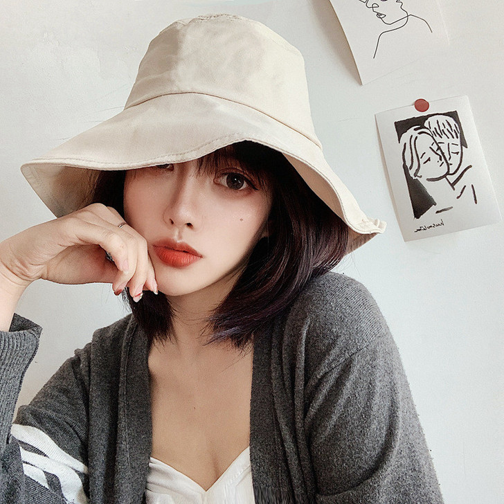 黑色渔夫帽女夏遮脸百搭遮阳帽大帽檐防晒秋冬...