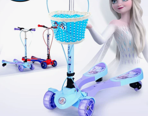 1迪士尼儿童滑板车四轮蛙式剪刀车3-12岁...