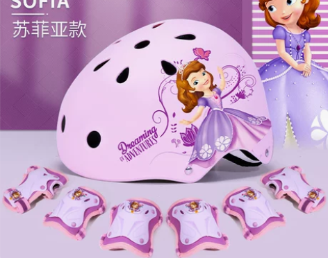 迪士尼儿童头盔电动自行车轮滑滑板平衡宝宝护...