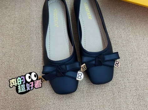 【清码包邮】TATA他她蝴蝶结平底单鞋上班...