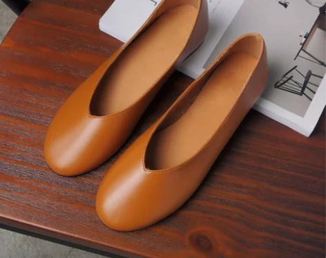 秋季平跟真皮奶奶鞋复古软底鞋女单鞋浅口圆头...