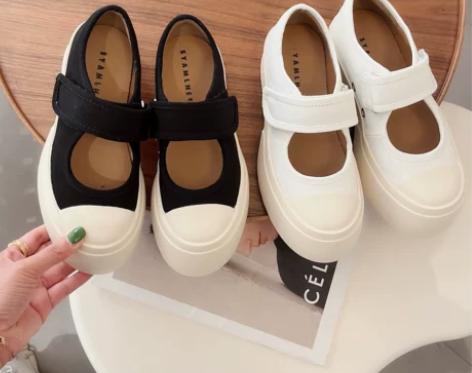 赵露思同款帆布玛丽珍鞋女mona百搭大头丑...