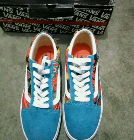 vans男女同款  vans薄荷蓝色孔雀尾...