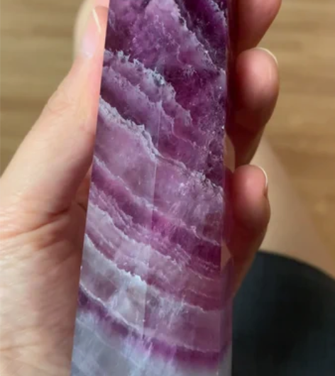 天然紫色萤石水晶柱 特别美 不是合成不是塑...