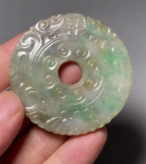 天然老翡翠翠壁   尺寸：长宽52.5厚4...