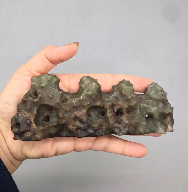 文房用具旧和田青玉山子笔架