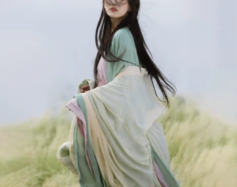 暮云清裳 望夏 原创魏晋风汉服青绿米黄粉色...