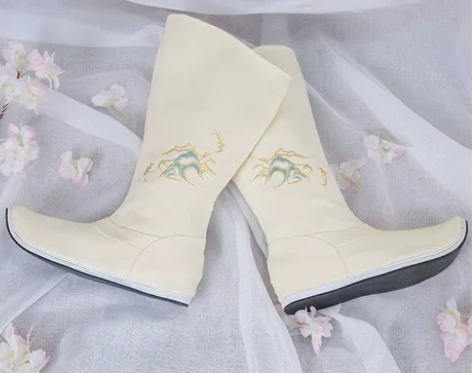 如梦霓裳汉服饰品复古翘头尖头皂靴官靴玉珂千...