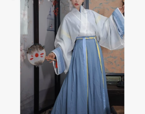 五五年汉服 霜降.秋焚 晋制交领齐腰襦裙男...