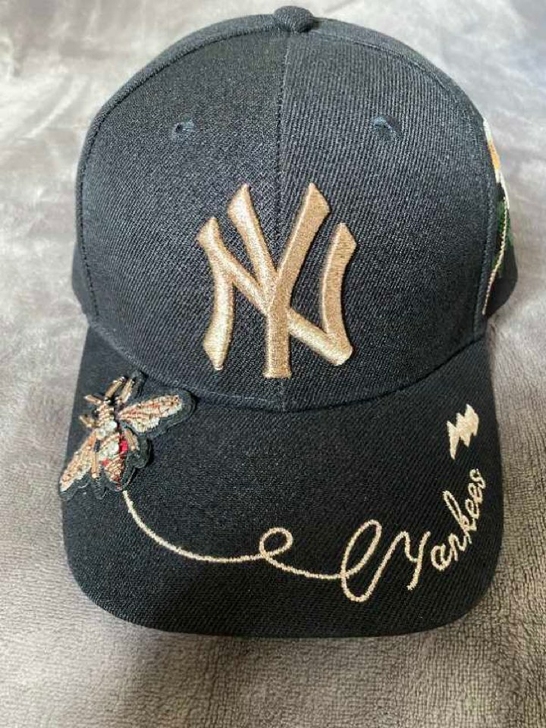 MLB小蜜蜂刺花NY帽子洋基队NY棒球帽男...