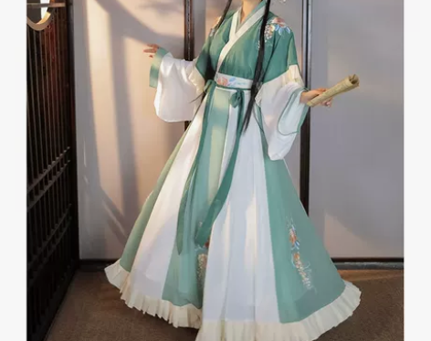 ?柒邑阑珊汉服女正品原创晋制交领半袖齐腰襦...