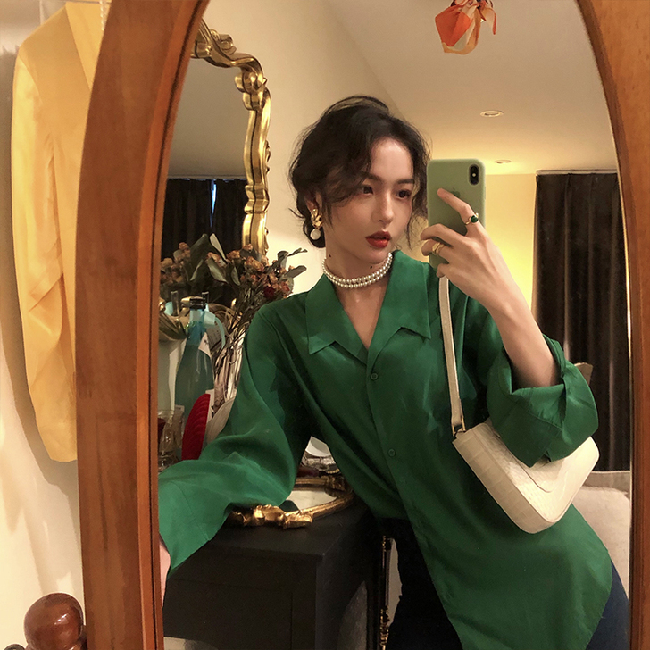 酒午 复古丝质衬衫女2020春季新款设计感...