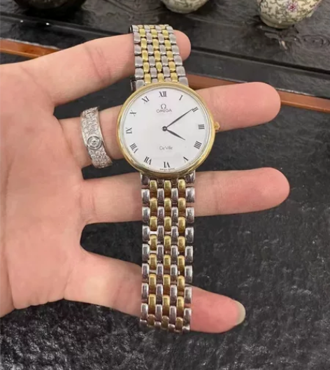 欧米茄碟飞男表 实心18k金男表 实心黄金...