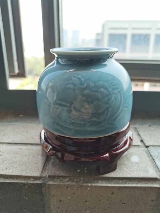 老物件,文房精品水盂,雕刻暗花,非常精美,...