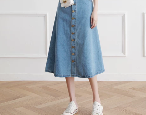 搬家清衣柜，牛仔半身裙大摆裙高腰a字裙中长...