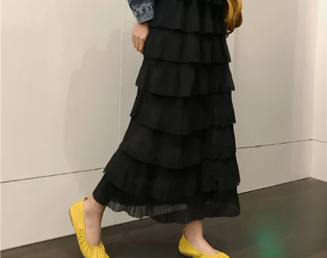 夏季新款过膝雪纺蛋糕裙半身裙大码胖MM20...