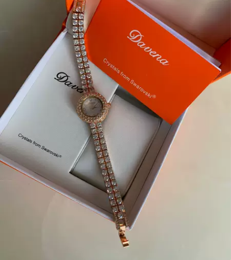 Davena 施华洛世奇钻石手链手表 贝母...