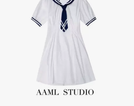 ?AAML日系海军领jk制服裙收腰水手服学...