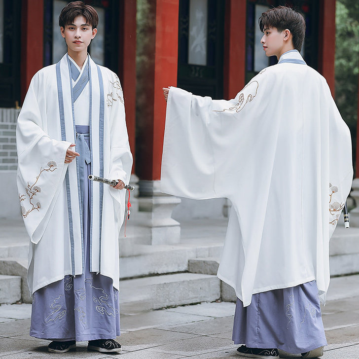 夏季汉服男士正版原创白色中国风古风古装魏晋...